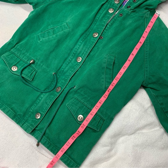 Vintage Casual Club Green 100% Cotton Drawstring Waist Lined Coat size 12 - Picture 5 of 14